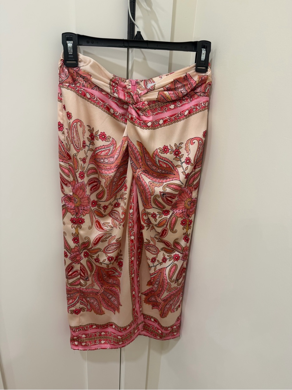 Fate Pink and Cream Paisley Midi Skirt